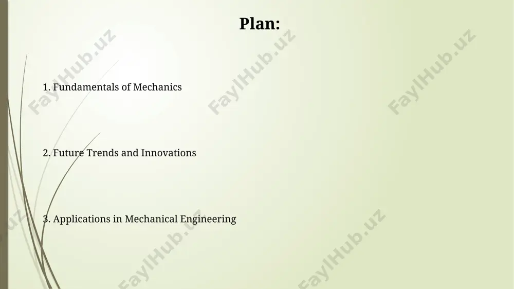 gn (cad) software allows engineers to create 3d models, enabling rapid prototyping and optimization of designs for automated mass production of 1000+ units. applications of mechanics in mechanical engineering structural integrity in machine design relies on solid mechanics. finite element analysis (fea) simulates stress distribution in components, ensuring they withstand forces, like 10,000 n, preventing failure in crucial systems. robotics integrates dynamics and control systems heavily. precise trajectory planning involves calculating joint angles, velocity, and acceleration using kinematic equations, achieving movement accuracy within 0.1 mm for industrial tasks. introduction to mechanics key concepts in mechanics include force measured in newtons (n), mass measured in kilograms (kg), and displacement measured in meters (m). these quantities are fundamental to understanding how objects interact and move within physical systems. the core of mechanics involves two main areas: statics, analyzing bodies at rest or in equilibrium, where the net force is zero; and dynamics, …