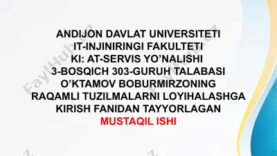 raqamli tizimlarni dasturlash asoslari — PPTX
