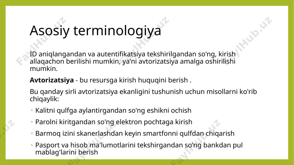 atsiya oilasining yana bir sxemasi . kerberos - bu yagona kirish * printsipiga asoslangan xavfsizroq protokol . biroq, u mijoz ham, server ham bir xil windows domenida joylashgan bo'lsagina ishlashi mumkin. shuni ta'kidlash joizki, http autentifikatsiyasidan foydalanganda foydalanuvchi barcha brauzer oynalarini yopishdan tashqari veb-ilovadan chiqish uchun standart variantga ega emas. yagona kirish yagona tizimga kirish texnologiyasi - foydalanuvchi qayta autentifikatsiya qilinmasdan portalning bir bo'limidan ikkinchisiga yoki bir tizimdan ikkinchisiga birinchi tizimga aloqador bo'lmagan o'tish texnologiyasidir . ikki turga bo'lingan: korporativ (korxona) sso , bu foydalanuvchi ish stantsiyalarida agent o'rnatishni o'z ichiga oladi veb sso, portal( lar )ning barcha bo'limlariga yagona kirish nuqtasini ta'minlaydigan alohida provayder. shakllarni autentifikatsiya qilish ushbu protokol uchun o'ziga xos standart yo'q, shuning uchun uning barcha ilovalari muayyan tizimlarga, aniqrog'i, ishlab chiqish ramkalarining autentifikatsiya modullariga xosdir. u quyidagi printsip bo'yicha ishlaydi : html formasi veb-ilovaga kiritilgan bo'lib, unda foydalanuvchi o'z foydalanuvchi nomi / parolini kiritishi va autentifikatsiya …