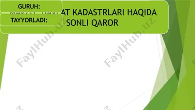 davlat kadastrlari haqida 171 sonli qaror — PPTX