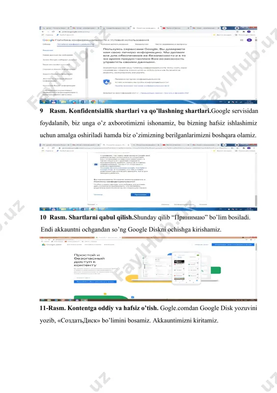 hshash online elektro jadvalning intefeysiga ega bo’lamiz va elktron jadval yaratishimiz mumkin bo’ladi. buning uchun ham + belgisi bor bo’sh shablondan foydalanamiz, yani uni bosamiz, natijada elektron jadvalning ko’rinishi amalga oshadi va biz uni yaratishimiz mumkin bo’ladi. rasm 28. google elekron jadvalni yaratish.mana elektron jadvalning ko’rinishi. misol uchun, talabaning harajatlarinin hisoblash jadvalini yaratadigan bo’lsak, uning yo’l kira, tushlik, ko’zda tutilmagan harajatlar va mumiy summani hisoblashimiz kerak bo’ladi. natijada esa biz bizga kerak bo’lgan summani hosil qilamiz. rasm 29, rasm 30. google electron jadvalda yaratilgan talabaning harajatlari haqidagi jadval.yaratib bo’lib barcha fayllarimizni google diskda ko’rish mumkin bo’ladi: · nazariy savollar: · google disk? · google document? · google taqdimot? · google calendar? · google +? · google hangouts? · google duo? · google maps? · google google elektron table? · google books? · google translate? · gooogle search? · google scholar? · google akademia? asosiy adabiyotlar: 1. evans v., dooley j., …