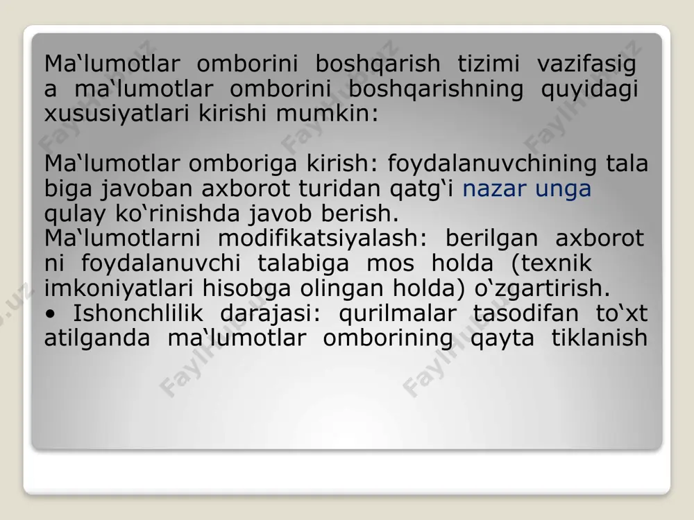 ma’lumotlar omborini boshqarish tizimlari - Page 4