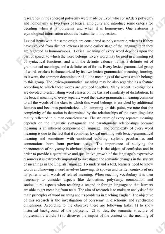 then they are regarded as homonymous . lexical meaning of every word depends upon the part of speech to which the word belongs. every word may be used in a limiting set of syntactical functions, and with the definite valency. it has a definite set of grammatical meanings, and a definite set of forms. every lexico-grammatical group of words or class is characterized by its own lexico-grammatical meaning, forming, as it were, the common denominator of all the meanings of the words which belongs to this group. the lexico-grammatical meaning may be also regarded as a feature according to which these words are grouped together. many recent investigations are devoted to establishing word classes on the basis of similarity of distribution. in the lexical meaning of every separate word the lexico-grammaticalmeaning common to all the words of the class to which this word belongs is enriched by additional features and …