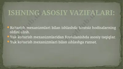 ko'tarish mexanizmlari va moslamalari — PPTX
