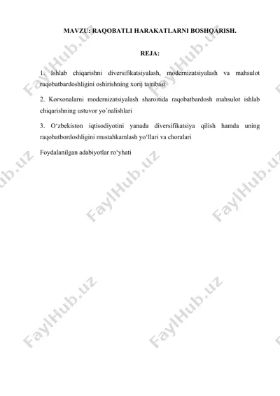 raqobatli harakatlarni boshqarish — DOCX