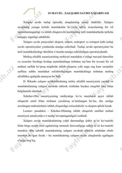 xalqaro savdo nazariyasi — DOC