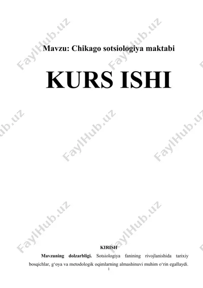 chikago sotsiologiya maktabi — DOCX