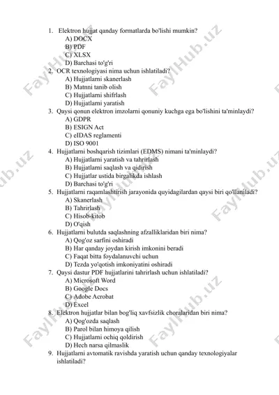 elektron hujjatlar va ularning boshqarilishi — DOCX