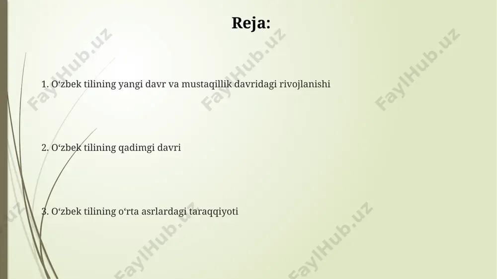shdi. xv asrda, temuriylar davrida, oʻzbekiston hududida fors tili bilan bir qatorda, turkiy tillarning yozma adabiyoti rivojlandi, bu esa oʻzbek yozuvining shakllanishiga sezilarli ta'sir koʻrsatdi. mustaqillik davri va oʻzbek tili mustaqillik davrida, taxminan 30 yil ichida, oʻzbek tilida yozilgan adabiyotlar soni sezilarli darajada oshdi, toshkent, samarqand va buxoro kabi shaharlardagi kutubxonalarda minglab yangi kitoblar paydo boʻldi. mustaqillikdan keyin, 1990-yillardan boshlab, oʻzbekiston respublikasida oʻzbek tilining davlat tili sifatida mustahkamlanishiga qaratilgan 20 dan ortiq qonun va farmonlar qabul qilindi, bu esa uning ijtimoiy hayotdagi rolini sezilarli darajada oshirdi. oʻzbekistonning mustaqilligi tufayli, 1991-yildan soʻng, xorijiy tillarni oʻrganish bilan bir qatorda, oʻzbek tilini chuqur oʻrganishga qaratilgan 50 dan ortiq yangi taʼlim dasturlari va kurslari ishlab chiqildi. oʻrta osiyo turkiy yozuvlari davri bu davrda, taxminan 1000 dan ortiq turkiy soʻz va iboralarni oʻz ichiga olgan chagʻatoy tili lugʻatlari va qoʻlyozmalari samarqand, margʻilon kabi shaharlarda paydo boʻlgan. uygʻur yozuvi bilan yozilgan matnlar, xususan, milodiy ix-xiii asrlarga …