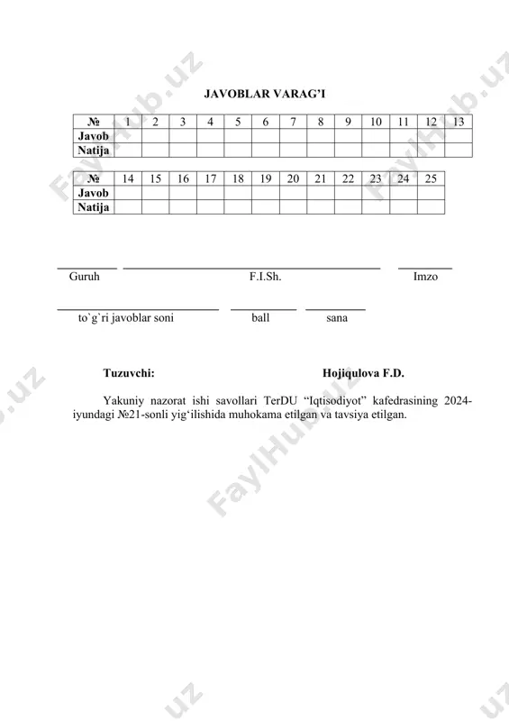 mikroiqtisodiyot yakuniy nazorat test savollari - Page 4