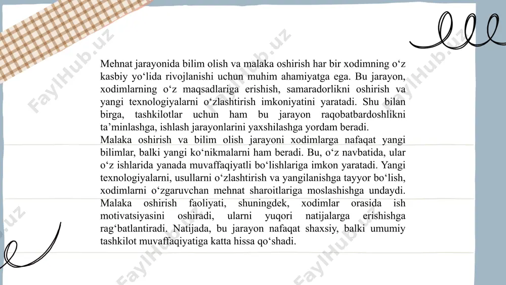 ruvchan dunyoda yangi g‘oyalar va tushunchalar bilan tanishish, insonni yanada rivojlanishga va o‘zligini yanada chuqurroq anglashga undaydi. dunyoqarashni kengaytirish, o‘z navbatida, boshqalar bilan samarali muloqot qilish va turli fikrlarni hurmat qilish imkoniyatini yaratadi. ... t.me/slaydai_bot ijtimoiy aloqalar esa insonning jamiyatda o‘z o‘rnini topishida, shuningdek, shaxsiy va professional hayotda muvaffaqiyatga erishishida katta rol o‘ynaydi. ijtimoiy aloqalar orqali odamlar bir-biri bilan o‘z fikr va tajribalarini almashadilar, bir-biridan o‘rganadilar va o‘zaro yordam ko‘rsatadilar. kuchli ijtimoiy aloqalar insonning psixologik salomatligini mustahkamlaydi, hayotga bo‘lgan ijobiy qarashni qo‘llab-quvvatlaydi va stressni kamaytiradi. shuningdek, ijtimoiy aloqalar ijtimoiy qo‘llab-quvvatlash tarmog‘ini yaratadi, bu esa o‘z navbatida insonni yuqori samaradorlikka va muvaffaqiyatga erishishga yordam beradi. dunyoqarashni kengaytirish va ijtimoiy aloqalar o‘rtasidagi uyg‘unlik insonni nafaqat shaxsiy, balki ijtimoiy darajada ham rivojlantiradi. bularning barchasi insonning umumiy farovonligini, ijtimoiy jihatdan faol va muvaffaqiyatli bo‘lishini ta’minlaydi. ... t.me/slaydai_bot dunyoqarashni kengaytirish va ijtimoiy aloqalar insonning umumiy rivojlanishida muhim o‘rin tutadi. dunyoqarashni kengaytirish, turli madaniyatlar, urf-odatlar, g‘oyalar …