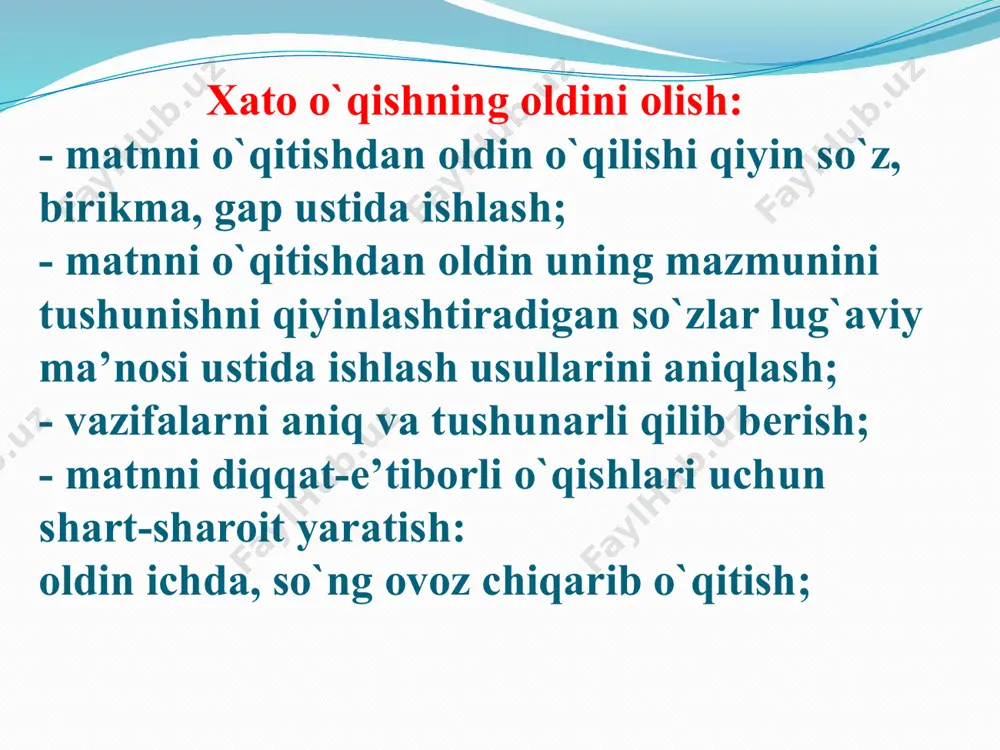 o‘qish malakasining sifatlari: to‘g‘ri, tez, ongli, ifodali o‘qish - Page 5