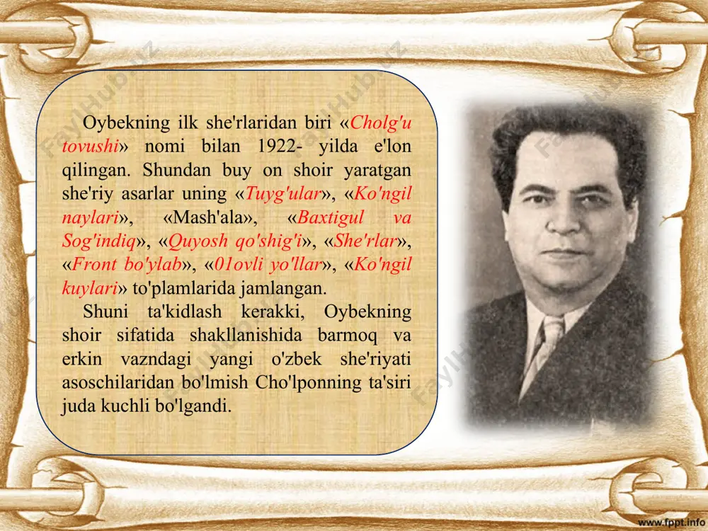 kning mag'rur timsolini chizadi. uning joyi qorong'i chakalakzorlarda, nur tushmas puchmoqlarda emas, «yuksakda, shamolning belanchagida». na'matak o'zining «tog'lar havosining firuzasidan» mayin tovlanayotgan niholi — nozik tanasi ila mayin raqsga tushmoqda. niyati ham o'zidek pok, go'zal va ezgu: «quyoshga tutadi bir savat oq gul!» boshqacha aytganda, bu go'zallikni vahshiy qoyalar dunyoga keltirgan emas. na'matak timsolida ko'ringan buyuk qudratning siri ham mana shunda. ya'ni o'sha o'shshaygan, vahshiy qoyalar, metin toshlarga basma-bas, ular iskanjasiga mardona qarshilik na'matakning tabiatida, tomirida mujassamdir. mana shu ijodiy qudrat, so'nmas run nasimiy va mashrab nazmida, pushkin va lermontovning erkparvar she'rlarida, cho'lpon va musa jalillar nidosida yangragan. oybekning «na'matak» she'ri erksizlik, tutqunlikka bo'ysunmagan ijodkor ruhning, olamni qutqaruvchi bezavol go'zallikning so'nmas timsoli bo'lib qoldi. she'r bag'ridan ufurib turgan hayotga muhabbat ruhi, doimo yorug'likka, ezgulikka - quyoshga talpinish she'rxon ko'ngliga ko'chib o'tmasligi mumkin emas. ayni shu sifatlar mazkur mo'jaz asarning umrboqiyligini ta'minlaydi. savol va topshiriqlar oybek hayoti va ijodi to'g'risida awalgi …