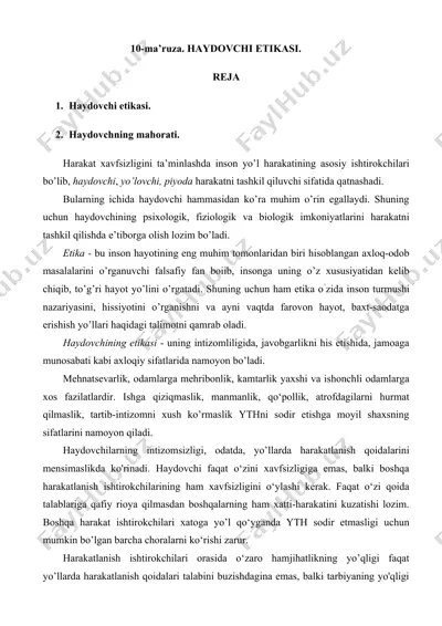 haydovchi etikasi — DOCX