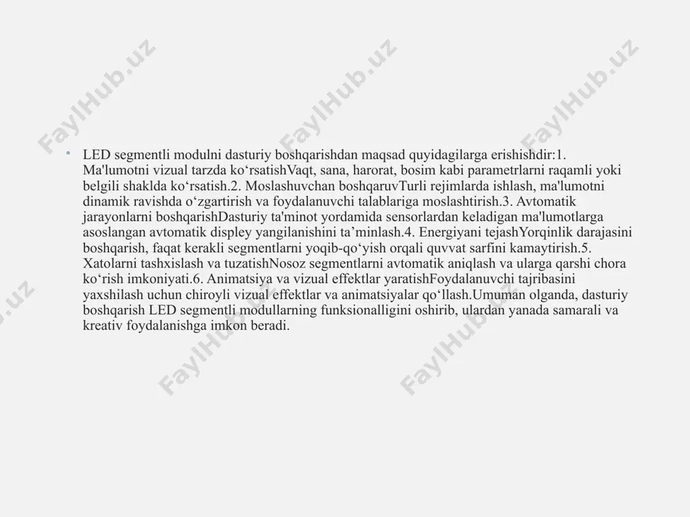 iyotlar 1. aripov x.k. va boshq. "elektronika". – toshkent: o‘zbekiston fanlar akademiyasi, 2012. – 400 bet. 2. yusupbekov n.r. va boshq. "texnologik jarayonlarni nazorat qilish va avtomatlashtirish". – toshkent, 2011. – 576 bet. 3. vohidov a.x., abdullaeva d.a. "avtomatikaning texnik vositalari". – toshkent: tiqxmmi, 2011. – 180 bet. 4. denisenko v.v. "kompyuter orqali texnologik jarayonlarni boshqarish, eksperiment va uskunalar". – moskva, 2009. – 610 bet. 5. “taraqqiyot strategiyasi” markazi ijrochi direktori eldor tulyakov nutqidan. 2020. 6. yuldasheva, g., & shermatova, h. (2022). taʼlimda innovatsion texnologiyalarning qo ‘llanilish istiqbollari image1.png image2.png image3.png image4.png image5.png image6.png image7.png image8.jpeg image9.jpeg /docprops/thumbnail.jpeg