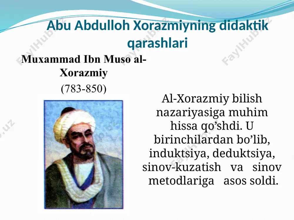 ар (жавоҳирот китобидан). − т.: мерос, 1991. 7. абу наср форобий. фозил одамлар шаҳри. −т.: а.қодирий номидаги халқ мероси нашриёти, 1993. 8. хайруллаев м. ўзбекистонда ижтимоий-фалсафий фикрлар тарихидан лавҳалар. – т.: «ўзбекистон», 1995. e’tiboringiz uchun rahmat! image2.jpeg image3.jpeg image4.jpeg image5.png /docprops/thumbnail.jpeg