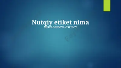 nutqiy etiket nima — PPTX