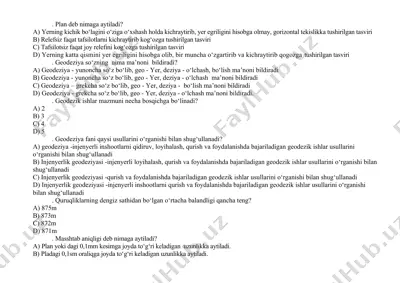 geodeziya fanidan test savollari — DOC