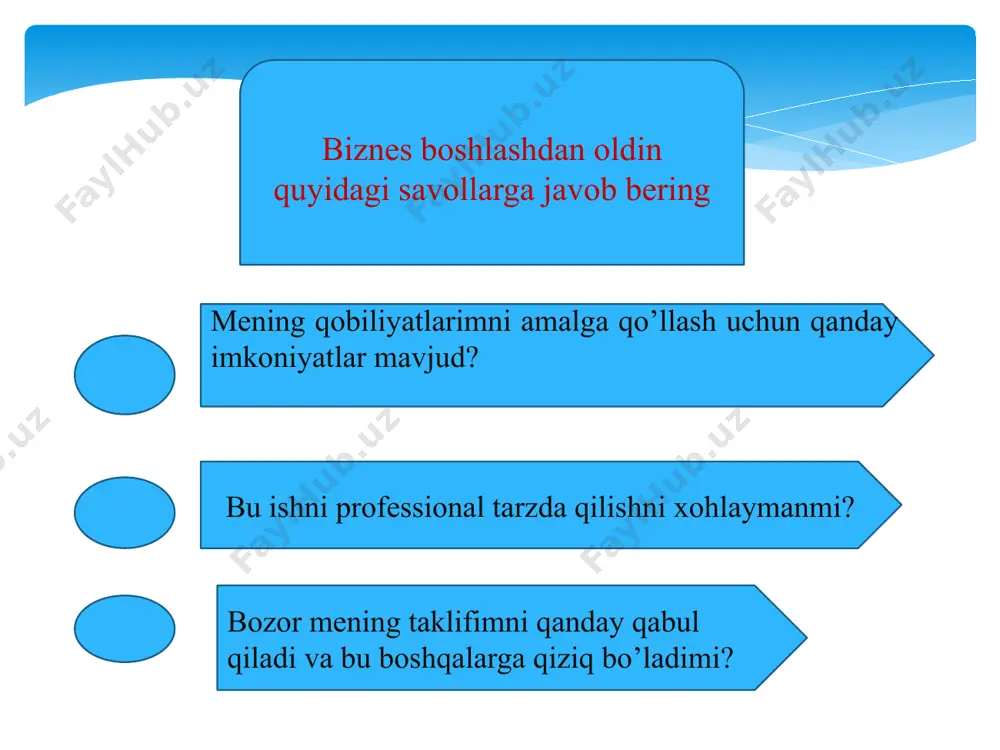 ovutgichlarni o’rnatishga bo’lgan talab yuqori darajada ortadi. bu paytda xizmat ko’rsatuvchi kompaniya ochish yaxshigina foyda keltirishi mumkin. deraza oynalarini yuvish oynalarni yuvish — ko’p qavatli uyda yashovchilar tomonidan ko’proq talab etiladigan xizmat turidir. ushbu biznesga katta miqdordagi boshlang’ich sarmoyalar talab qilinmaydi, ammo xarajatlar uchun pul sarflash kerak. xizmat ko’rsatish sohasidagi bizneslar 22 эътиборингиз учун рахмат! image3.jpeg image4.jpeg image5.jpeg image6.jpeg image7.jpeg image8.jpeg image9.jpeg image10.jpeg /docprops/thumbnail.jpeg