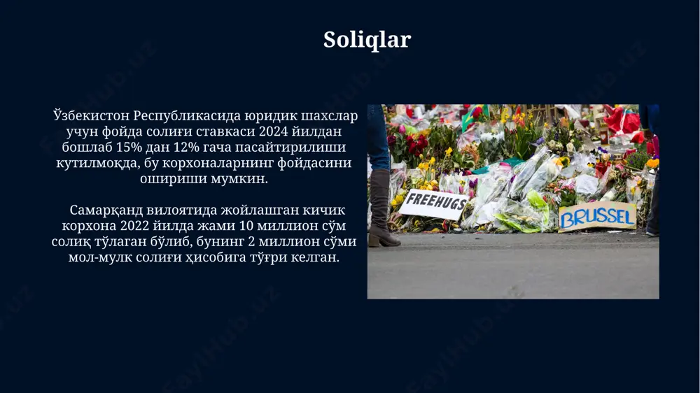 irga daromad 20% ga oshgan. qo'qon shahridagi "navbahor" korxonasi solishtirish tahlili bo'yicha 2021 va 2022-yillarni taqqoslaganda, operatsion daromad 3 million so'mdan 4,5 million so'mgacha oshganini ko'rsatdi. faoliyatdan tashqari daromadlar xorazm viloyatining "yulduz" korxonasida 2021-yilda faoliyatdan tashqari daromadlar 1 million so'mni tashkil etgan bo'lsa, 2022-yilda bu ko'rsatkich 2,5 million so'mga yetdi, ya'ni 150% o'sish kuzatildi. 2022-yilda toshkent shahridagi "zamin" mchj korxonasi faoliyatdan tashqari daromadlaridan 5 million so'm miqdorida foyda oldi, bu umumiy daromadning 10% ni tashkil etdi. foyda marjasini hisoblash foyda marjasini aniqlashda, samarqand viloyatidagi dehqon xo'jaligi uchun 2022 yilda hosil sotishdan 50.000.000 so'm daromad va 25.000.000 so'm xarajatlar bilan 50% foyda marjasi hisoblanadi. foyda marjasini hisoblashda, masalan, toshkentdagi kichik biznes uchun 2023 yilda 100.000.000 so'mlik daromad va 30.000.000 so'mlik xarajatlar bilan foyda marjasi 70% ni tashkil etadi. kalit ko'rsatkichlar (kpi) фарғона водийсидаги чорвачилик фермасининг 2022 йилдаги йиллик чиқимлари 10 млн. сўмга камайган, бу чиқимлар kpi нинг яхшиланишини кўрсатади. самарқанд вилоятида …