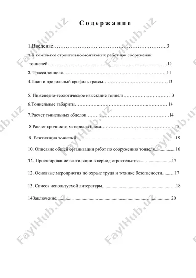 автомобильный тоннель — DOCX