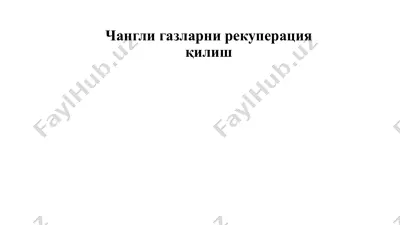 чангли газларни рекуперация қилиш — PPTX