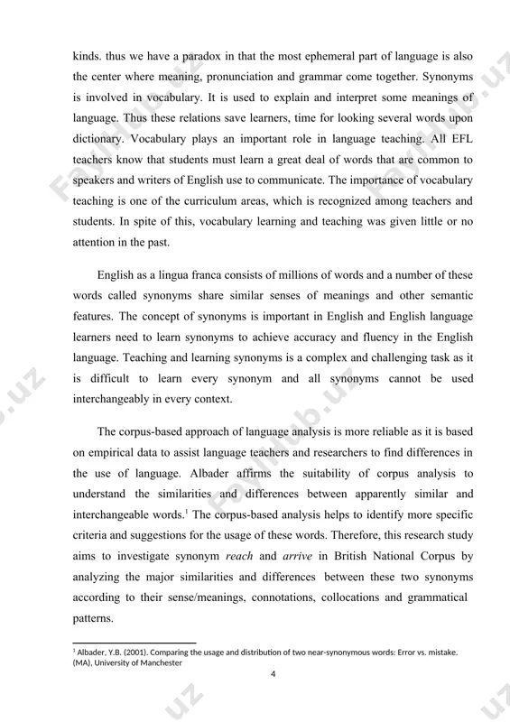 ifferent styles, and there is a similar situation as in kid (informal), child (formal) and offspring (very formal), ( though not with quite the same stylistic characteristics, but differing rather in degrees of formality). 3. some words may be said to differ only in their emotive or evaluative meanings as in freedom and liberty; hide and conceal. 4. some words are collocationally restricted, i.e. they occur only in conjunction with other words as in pretty with weman and handsome with men; and rancid occurs with bacon or butter, addled with eggs or brains. 5. some words are close in meanings, or that their meanings overlap. there is, that is to say, a loose sense of synonymy. this is the kind of synonymy that is exploited by the dictionary-maker: direct, control, determine and require. criteria of synonymy: · notional criterion: synonyms are words of the same category of parts of speech …