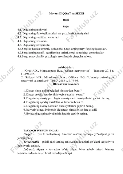 diqqat va sezgi — DOCX