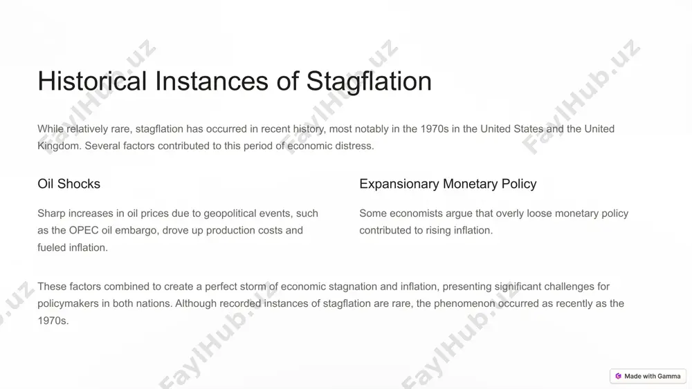 . understanding the nuances of inflation is crucial for making informed economic decisions. key points to remember: stagflation is a challenging combination of economic stagnation and inflation. hyperinflation can have devastating consequences on economies and societies. negative inflation (deflation) can lead to decreased consumer spending and economic recession. by grasping these key concepts, economic students can better navigate the complexities of inflation and its impact on the global economy. 11 mixed empirical evidence: the absence of a universal relationship early research initial studies struggled to find any consistent connection between inflation and economic growth, indicating the complexity of the relationship. recent findings more recent analyses involving numerous countries found varied results, with no causal relationship in some nations, bidirectional causality in others, and unidirectional causality in the remainder. 12 negative impacts of inflation on economic growth negative correlation some cross-country studies have demonstrated that inflation negatively affects economic growth. this …