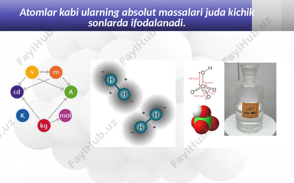 molekulalarning o‘lchami, nisbiy va absolut massasi. 7 - sinf - Page 4