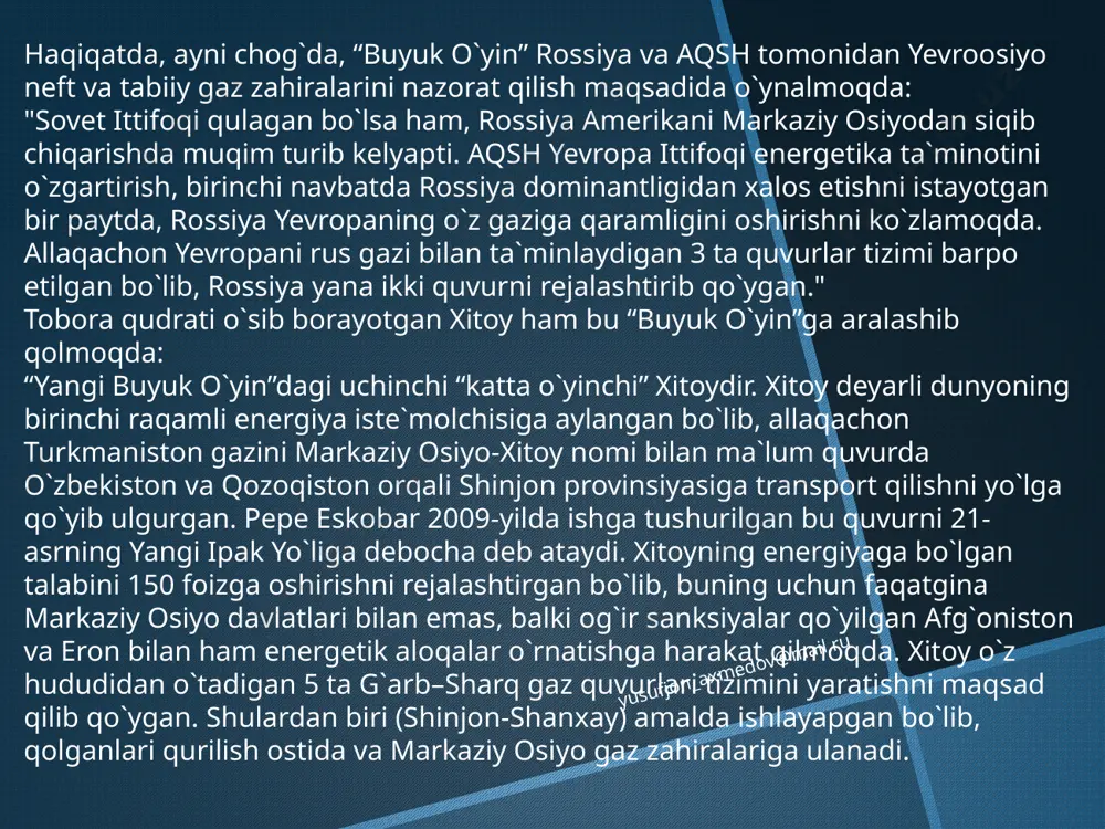 an xukmronlik qilishgan. miloddan avvalgi 612-yilda kurdlarning ajdodlari bo`lmish medelar qudratli ossuriya podsholigini yengib, butun eron va anatoliya hududida yangi imperiyaga asos soladilar. medelarning hukmronligi atigi bir asrga cho`ziladi, lekin ularning dini va sivilizatsiyasi aleksandr makedonskiy kelgunga qadar eronda saqlanib qoladi. huddi shu davrdan to islomning tug`ilishiga bo`lgan vaqt mobaynida kurdlarning taqdiri eronni navbatma-navbat boshqargan yirik imperiyalar: saljuqiylar, parfiya va sosoniylarga bog`liq bo`lib qoladi. yusufjon_axmedov@mail.ru kurdlar dunyodagi eng katta o`z davlatiga ega bo`lmagan etnik guruhdir. tahminan 30 million kurdlar turkiya, iroq, suriya va armanistonni o`z ichiga olgan geografik kenglikda yashashaydilar. ular turkiya aholisining 18 % ini, iroq aholisining 15-20 % ini tashkil qilishib, o`rta sharq mintaqasida arablar va forslardan keying uchinchi katta etnik guruh hisoblanadilar. kurdlar islom dinining sunniy mazhabiga e`tiqod qilishib, o`z tili va madaniyatiga egalar. ular yashaydigan turkiya, armaniston, eron, iroq va suriyadagi hudud kurdiston yoki kurdlar yeri deb ataladi. janubiy-g`arbiy osiyodagi arablarga o`xshamagan xolda kurdlar hind-yevropa tillari …
