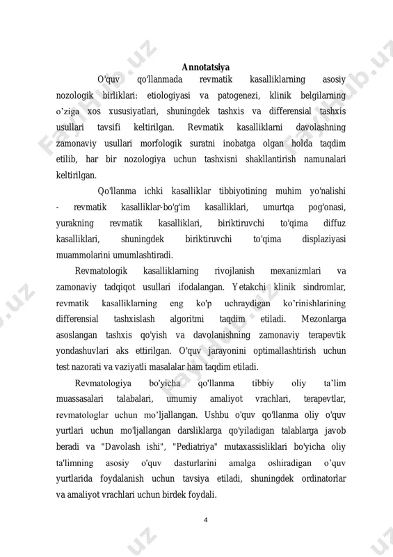 ar uchun 226 tani tashkil etadi. 7 yoshdan 15 yoshgacha bo'lgan shaxslar ustunlik qiladi. jinsiy dimorfizm aniq ko'rinmaydi. etiologiyasi b-gemolitik streptokokklar. o'tkir revmatik isitma b-gemolitik streptokok a guruhining (m3, m5, m18, m24 serotiplari) yuqori kontaktagioz "revmatik" shtammlari tufayli og'iz tomog'i yoki faringitdan so'ng 2-4 hafta davomida rivojlanadi. m-oqsil (b-gemolitik streptokok guruhining hujayra devorining bir qismi bo'lgan va uning fagotsitozini bostiruvchi o'ziga xos protein) yurak mushagi, miya va sinovial membranalarning tarkibiy qismlari bilan o'xshashliklarga ega bo'lgan antigenik determinantlarni o'z ichiga oladi. patogenez va patomorfologiya. o'tkir revmatik isitma kasalligining rivojlanishida bir nechta mexanizmlar ishtirok etadi. a guruhining b-gemolitik streptokokklarning kardiotoksik fermentlari miyokard tarkibiy qismlariga bevosita toksik zarar etkazilishi mumkin, ammo asosiy ahamiyatga ega bo'lgan narsa bu streptokokklarning ag ga nisbatan hujayra va gumoral immun javoblarning rivojlanishidir . streptokokklarga nisbatan sintezlangan antitanalar miyokarddagi ag bilan (molekulyar mimikriya fenomeni) , shuningdek, miyaning subtalamik va kaudal zonalarida (asosan targil tanada) asab to'qimalarining sitoplazmik ag bilan …
