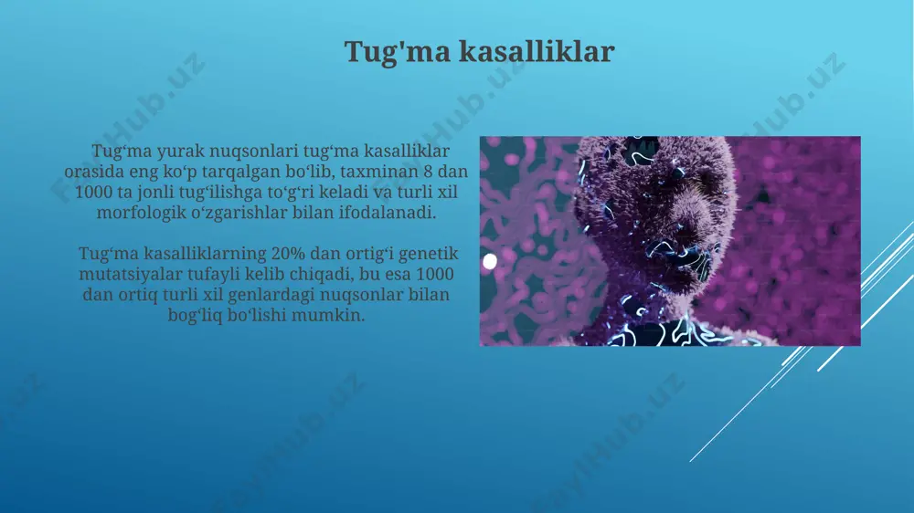 g) ta'sirini, kasallikning rivojlanishini va 5 ta asosiy belgilarining namoyon bo'lishini o'z ichiga oladi. kasallikning tasnifi morfologik tasnif to'qima va organlarning shikastlanish xususiyatlariga asoslanadi va 30 dan ortiq turdagi patologik jarayonlarni, masalan, yallig'lanish, distrofiya va o'smalarni o'z ichiga oladi. kasalliklarni etiologik omillarga (infeksiya, genetik, atrof-muhit) bo'linishi 3 ta asosiy guruhga: yuqumli, irsiy va ya'ni 200 dan ortiq turdagi kasalliklarni qamrab oladi. rehabilitatsiya o'rtacha hisobda reabilitatsiya kursi 2-3 oy davom etadi, ammo bu individual yondashuvga muhtoj va kasallikning xususiyatlariga, bemorning yoshi va sog'lig'iga bog'liq. reabilitatsiya jarayonida bemorning 70% ga yaqini funktsional qobiliyatlarini tiklaydi, bu esa kasallikning og'irlik darajasiga va reabilitatsiya dasturining samaradorligiga bog'liq. etiologiya: kasallik sabablari ko'pgina kasalliklarning 70% dan ortig'i genetik moyillik va atrof-muhit omillarining o'zaro ta'siri natijasida yuzaga keladi, bu esa etiologiyani murakkablashtiradi. kimyoviy moddalar, radiatsiya va fizik shikastlanishlar kabi ekzogen omillar 10% dan ortiq kasalliklarning etiologiyasida muhim rol o'ynaydi. prognoz surunkali kasalliklarda prognozni aniqlash uchun klinik ko'rinishlar, laboratoriya …