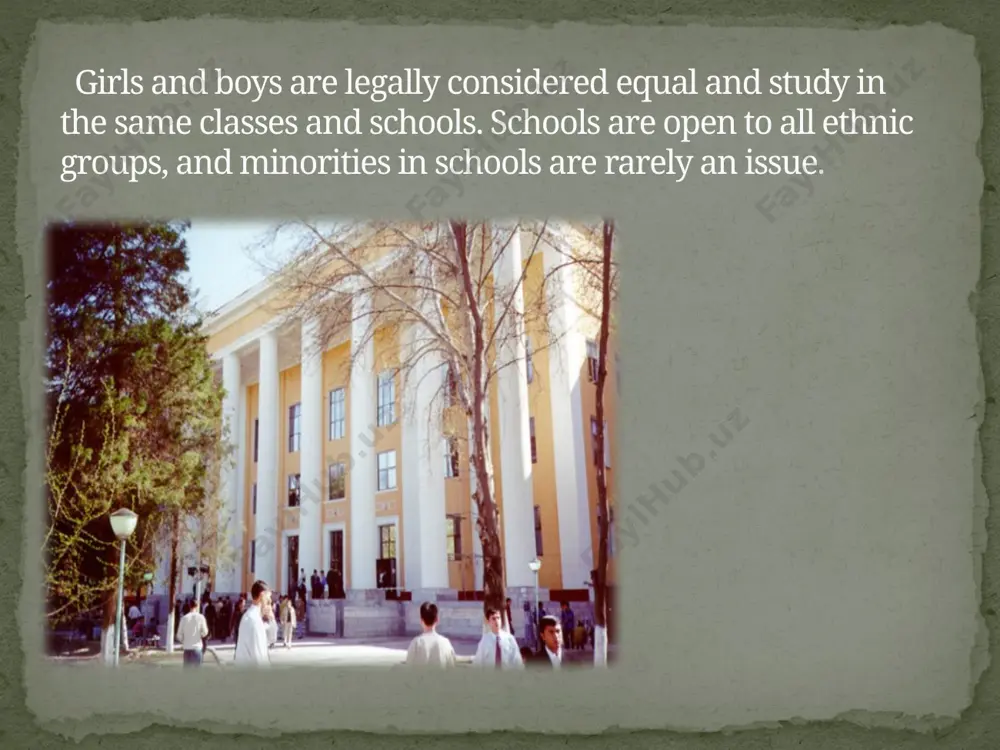 a result of decline in funding, the printing of books, textbooks, and other publications face numerous difficulties. this problem is common for all nis countries. nevertheless, despite obvious difficulties, according to unesco, uzbekistan schools supplied about 60 percent of textbooks as a whole and for some selected subjects up to 100 percent in the soviet-type higher education institution, most students studied for a full working week (five to six days a week, six to eight hours of classes a day). evening and correspondence courses were also popular. the first and the second year of the curriculum usually included the study of social science with similar course requirements for all students. specialization began in the third year and continued in the fourth year. within this period a student had between 4,500 and 5,000 face-to-face hours of instruction in 20 to 30 subjects, depending on the field of concentration. curriculum included general …