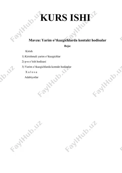 yarim o‘tkazgichlarda kontakt hodisalar (kurs ishi) — DOCX