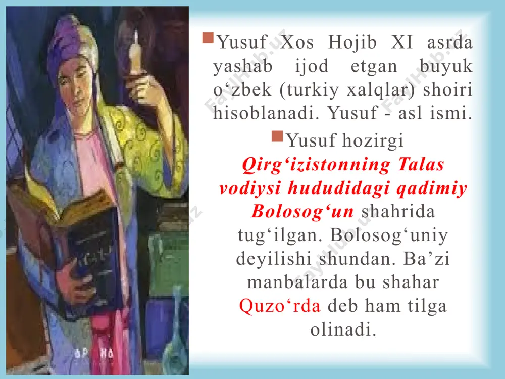 nadi; o‘gdulmish aqlga to‘lgan)- vazirning o‘g‘li. u aql va zakovat ramzi yanglig‘ tasvirlangan; o‘zg‘urmish (uyg‘ongan) - vazirning qarindoshi. u asarda qanoat, ofiyat, ya’ni sog‘lomlik ramzi sifatida qalamga olingan. dostonning asosiy qahramonlari elig kuntug'dining adolati haqidagi gaplar butun dunyoga taraladi. har tomondan uning huzuriga odamlar kela boshlaydilar. shular qatorida ko'p mashaqqatlar chekib oyto'ldi nomli oqil va mard kishi ham keladi. kuntug'di uni har tomonlama sinab ko'rib, adolati va sadoqatiga ishonch hosil qilgach, o'ziga vazir qilib oladi. yurtda nizom va qoida ustuvor bo'lib, shu darajada adolat qaror topadiki, xazina oltinga to’lib, qo'zi bo'ri bilan yonma-yon omonlikda yashay boshlaydi. lekin kunlardan bir kun oyto'ldi xastalanib vafot etadi. o'limi oldidan o'g'li o'gdulmishga kuntug'di xizmatiga borishini vasiyat qiladi. o'g'li ulg'ayib, kamolga yetgach, podsho huzuriga borib, uning e'tibor va hurmatiga sazovorbo'ladi. oyto'ldidan ham oqil va tadbirli chiqib, el-yurtni yashnatib yuboradi. tabiiyki, el-yurt kengayib, ishlar ko'payib boraveradi... qisqa satrlarda asar voqealari darslikdagi parcha qayum karimov tabdilidir. «beklikka …