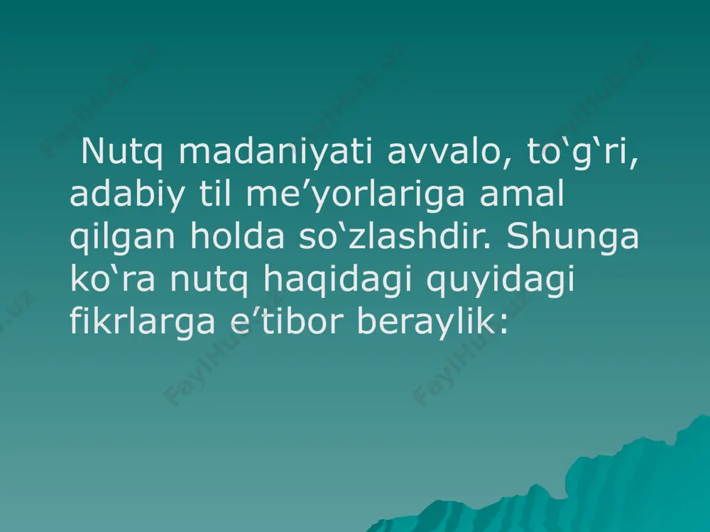 ) va sintaktik vositalar (sintaktik sinonimlar, sintaktik variantlar, inversiya)dan unumli foydalanishga alohida e’tibor talab qilinadi. shuningdek, so‘z yasash imkoniyatlaridan maqsadli foydalanishga, intonatsiyaga ham e’tibor berish muhim. bunda nutq uslublarining o‘ziga xos jihatlari nazarda tutiladi. nutqning qisqaligi aytilayotgan fikrning qisqa shaklda bayon etilishi ham muhim. haddan ziyod uzun shaklda tuzilgan gaplar ba’zan mantiqan chalkashliklarga olib keladi. shuningdek, o‘quvchi yoki tinglovchini toliqtirish bois zerikarli bo‘ladi. nutq qisqa bo‘lsa, tegishli fikr aniq sodda shaklda ifodalansa, ko‘pincha maqsadga muvofiq bo‘ladi. aforizmlardan foydalanish ham nutqiy qisqalik namunasi hisoblanadi. nutqning ifodaliligi nutqning bu xususiyati uning ta’sirchanligi va samaradorligini oshiruvchi vositadir. bunda nutqqa ifodalilik va obrazlilik baxsh etuvchi turli tasviriy vositalar (o‘xshatish, epitet, metonimiya, metafora, sinekdoxa, allegoriya va b.) bilan birgalikda kontekstual nutqiy vositalar (nutqning tovush tomonidan muvofiqligi, ifodali intonatsiya, nutqni dialoglashtirish va intimlashtirish; intonasion va psixologik pauza) kabilarga e’tibor qaratiladi. nutqning maqsadga muvofiqligi nutqning bu xususiyati fikrning ijtimoiy asoslari bilan bog‘liq. bunda mavzu va nutqiy muvofiqlikni …
