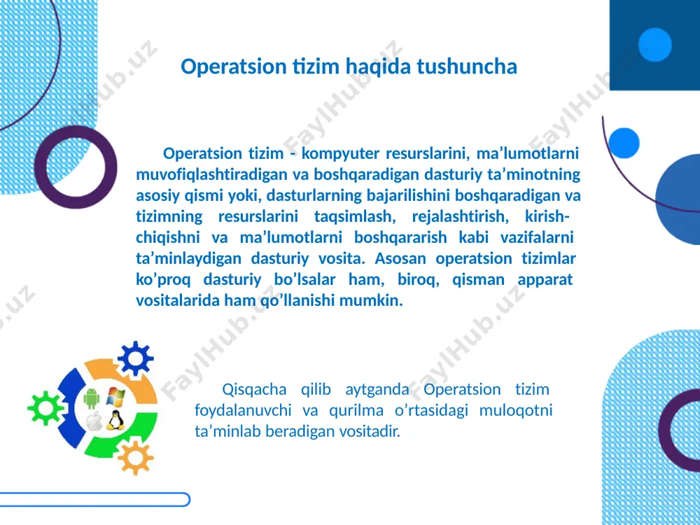 aydi. windows 95 operatsion tizimi windows 95 operatsion (amaliy) tizimi - aloqa va muloqot uchun ishlab chiqilgan birinchi operatsion tizimdir. ushbu operatsion tizim 1995 yilning 24 avgustida maykrosoft korporatsiyasi tomonidan ishlab chiqarilgan. windows 95 oʼzining imkoniyatlariga koʼra oʼzidan avvalgi windows 3.1 amaliy tizimini ancha ortda qoldirgan. foydalanuvchining yangi interfeysiga qoʼshimcha ravishda, windows 95 oʼz ichiga koʼpgina muhim kiritilgan funksiyalarga ega. u, 32 razriyadli qoʼllanmalarni quvvatlaydi, bu esa, maxsus shu operatsion tizim uchun yaratilgan qoʼllanmalar yanada tezroq ishlashini anglatadi. shu bilan birga, windows 95, windows va dos ning eski qoʼllanmalarini bajara oladi. windows 95 da, dos dagi asosiy xotira 640kb va fayl nomining uzunligi 8 belgi boʼlishi kerakligi kabi cheklovlar bekor qilingan. windows nt operatsion tizimi windows nt operatsion (amaliy) tizimi – 32 bitli operatsion tizim boʼlib, maykrosoft korporatsiyasi tomonidan windows 95 va ms-doslarning oʼrniga taklif qilingan. windows ntning auditoriyasi, kuchli operatsion tizimga talabi boʼlgan, foydalanuvchilarni qizmqtirgan. windows ntning asosiy ustunliklari …
