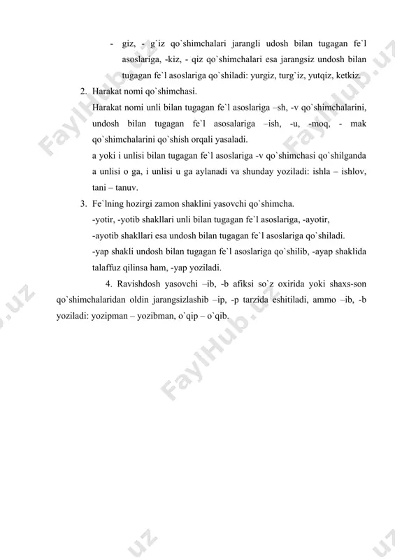 asos va qo`shimchalar imlosi (shakl yasovchi qo`shimchalarga oid) - Page 5
