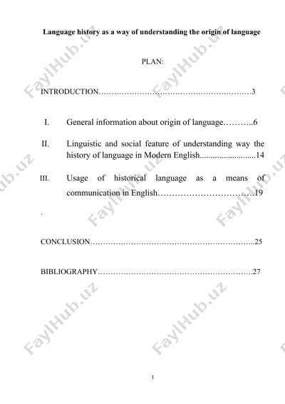 language history as a way of understanding the origin of language — DOCX