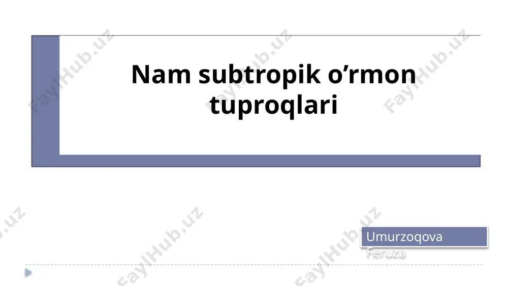 itoyning janubi, hindistonning g‘arbiy sohillari va janubi-sharqiy osiyodagi o‘rmon mintaqalari ushbu tuproqlarni o‘z ichiga oladi. bu yerlarda yuqori namlik va tropik o‘rmonlar keng tarqalgan. 2. janubiy amerika: braziliya va argentina subtropik hududlarida joylashgan. ayniqsa, tropik yomg‘irli o‘rmonlar bilan chegaradosh hududlarda. 3. shimoliy amerika: aqshning janubi-sharqiy shtatlari, jumladan, florida va luiziana kabi subtropik mintaqalar bu tuproqlarni o‘z ichiga oladi. 4. avstraliya: sharqiy avstraliyadagi subtropik o‘rmonlar ushbu tuproqlarning yana bir asosiy joylashuv mintaqasi hisoblanadi. nam subtropik o‘rmon tuproqlari asosan subtropik iqlim zonalarida joylashgan bo‘lib, ular yuqori namlik, mo‘tadil harorat va zich o‘rmon qoplamasi ta’sirida shakllanadi. ushbu tuproqlar yevropa, janubiy osiyo, janubiy amerika va shimoliy amerikaning janubiy qismlarida uchraydi. ushbu tuproqlar o‘zining unumdorligi, biologik xilma-xilligi va qishloq xo‘jaligi uchun foydaliligi bilan ajralib turadi, lekin ular uzoq muddatda melioratsiya va ekotizim muhofazasiga ehtiyoj sezadi. xususiyatlari gumusning yuqori darajasi kislotalik darajasi tuproq tuzilishi yuvilish va eroziya gumusning yuqori darajasi nam subtropik o‘rmon tuproqlari o‘z tarkibida …