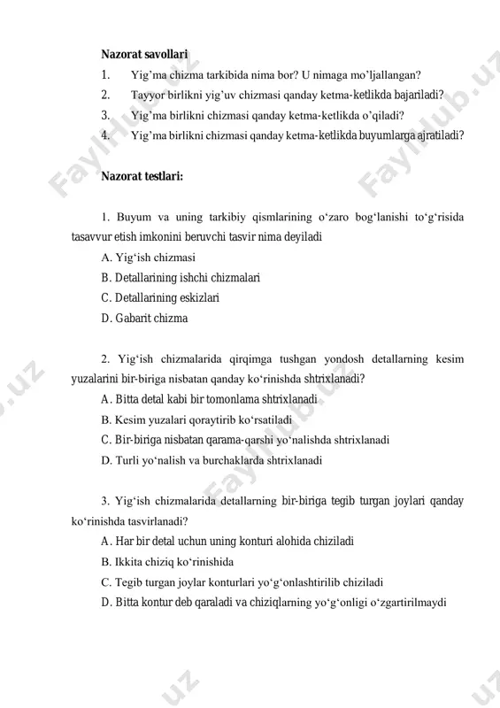 yig’ish chizmalarini detallarga ajratib chizish va uni loyihalash - Page 5