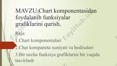 chart komponentasidan foydalanib funksiyalar grafiklarini qurish. — PPTX