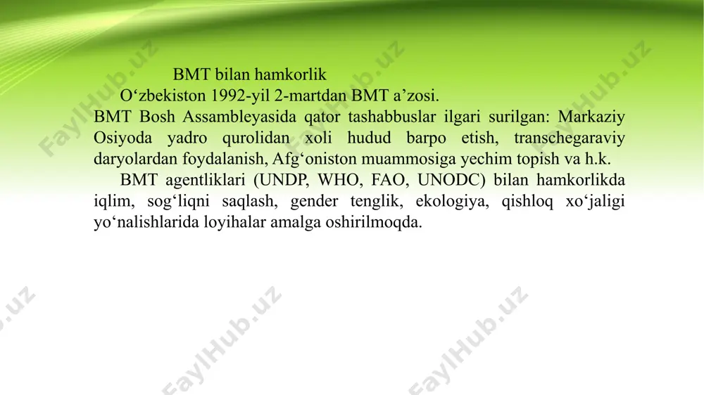 o‘zbekistonning xalqaro tashkilotlar bilan aloqalari - Page 4