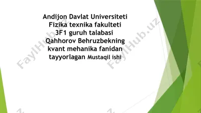 ehtimollik va kvantmexanika — PPTX