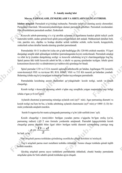 parmalash, zenkerlash va sirtlarni kengaytirish — DOCX