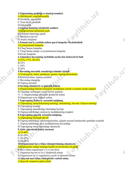 gigienaning qadimgi va hozirgi nomlari — DOCX