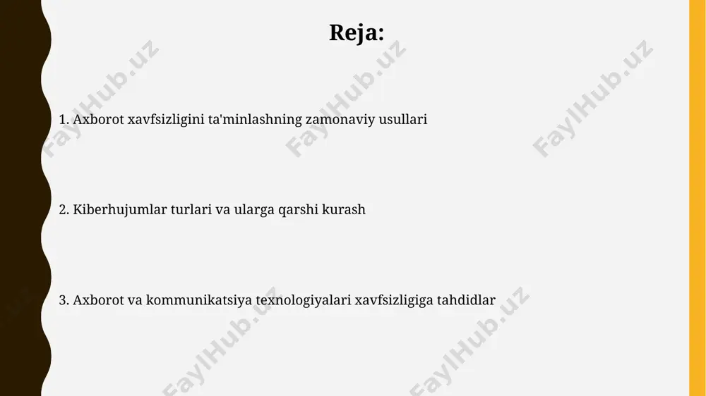 zararli dasturlar, masalan, 2023-yilda o'zbekistonda tarqalgan "emotet" kabi troyanlar, foydalanuvchilarning shaxsiy ma'lumotlarini o'g'irlash va moliyaviy operatsiyalarni amalga oshirish uchun ishlatiladi. taxminan 10000 ta turli xil zararli dastur namunalari o'zbekistonning serverlariga hujum qilishga harakat qilgan bo'lib, ulardan 30%i firibgarlik maqsadida moliyaviy ma'lumotlarni o'g'irlashga qaratilgan. sotsial injiniring kiberjinoyatchilar ijtimoiy muhandislik orqali 2022 yilda dunyo bo'ylab 12 milliard dollarga yaqin mablag'ni o'g'irlashgan, bu esa kompaniyalar va shaxslar uchun katta xavf tug'diradi. ijtimoiy muhandislik hujumlarining 90% ga yaqini oddiy inson omili xatolariga asoslanadi, masalan, firibgarlar tomonidan yuborilgan shubhali elektron pochta xabarlarini ochish yoki ularning havolalariga bosish. kiberhujumlar 2022 йилда ўзбекистонда кибержиноятчиликка оид 5000 дан ортиқ ҳолат қайд этилган бўлиб, уларнинг аксарияти молиявий мақсадларда амалга оширилган. киберҳужумларнинг 70% дан ортиғи фишинг ва зарарли дастурлар орқали ақш ва европа давлатларида содир этилади. parolning zaifligi parolning zaifligi, masalan, 8 ta belgidan kam bo'lgan parollarning 2022-yilda aqshda 70% dan ortiq kiberhujumlarga sabab bo'lganligi ma'lum. parolning zaifligi, ayniqsa, “123456” …