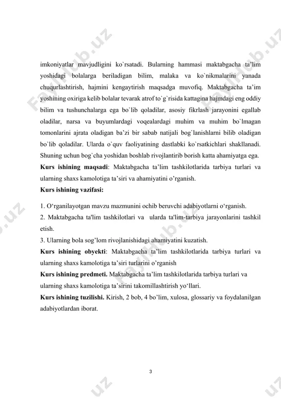 masala sifatida qaralib, xalqimizning azaliy orzusi bo‘lib, ajdodlarimiz ma’rifat, ma’naviyat va madaniyatni qanday qilib yosh avlodga o‘rgatish, ularni komillikka yetaklash yo‘llari, qonun-qoidalarini muttasil izlaganlar. ota-bobolarimiz azaldan bola tarbiyasi kamolotiga alohida e’tibor qaratganlar. inson shaxsini ma’naviy kamolga yetkazish yuksak xulq-odob, ilm-fanni egallash asosidagina amalga oshirilishi mumkinligini ta’kidlaganlar. buning uchun esa shaxs ta’lim-tarbiyasi va rivojlanishiga jiddiy e’tibor qaratmoq lozimligini aytadilar. shaxs - ta’lim tizimining bosh subyekti va obyekti, ta’lim sohasidagi xizmatlarning iste’molchisi va ularni amalga oshiruvchisi sifatida qaraladi. shaxs - muayyan jamiyatning a’zosidir. shaxsning har tomonlama kamol topishida va uning xulq-atvorida ijtimoiy va biologik omillarning ta’sir kuchi hamisha ham bir xil bo‘lavermaydi. uning xulqiga, munosabatlariga vaziyatlar, vositalar, ijtimoiy agentlar ham ta’sir etadi. shaxsning kamolga yetishida, jamiyatda o‘z o‘rniga ega bo‘lishida, nasl-irsiyat, ijtimoiy muhit, ta’lim-tarbiya muhim ahamiyatga ega albatta. shaxs qaysi jamiyatda yashasa, shu jamiyat hayotidagi qonun-qoidalarga, shu jamiyat ijtimoiy iqlimiga asoslanib kamol topadi. va o‘z navbatida har bir odam shaxs sifatida turlicha …