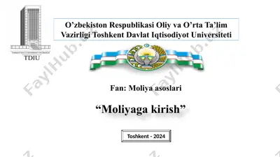 moliyaga kirish — PPTX